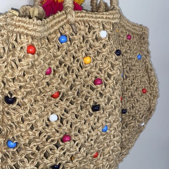 SHIRALEAH Luana tote bag tote in natural with beaded details - Picture 4 of 8